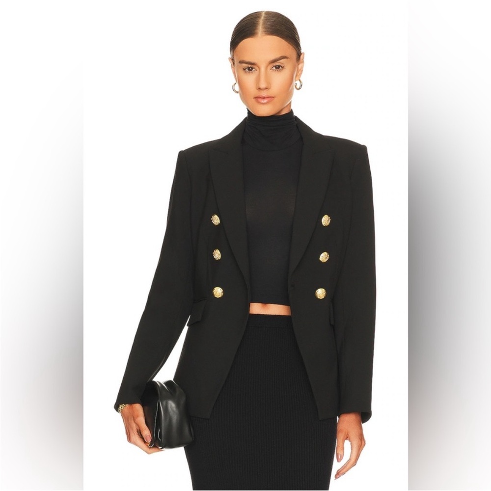 Veronica Beard Miller Dickey Jacket Black Double-Breasted with Gold Buttons - Picture 13 of 13